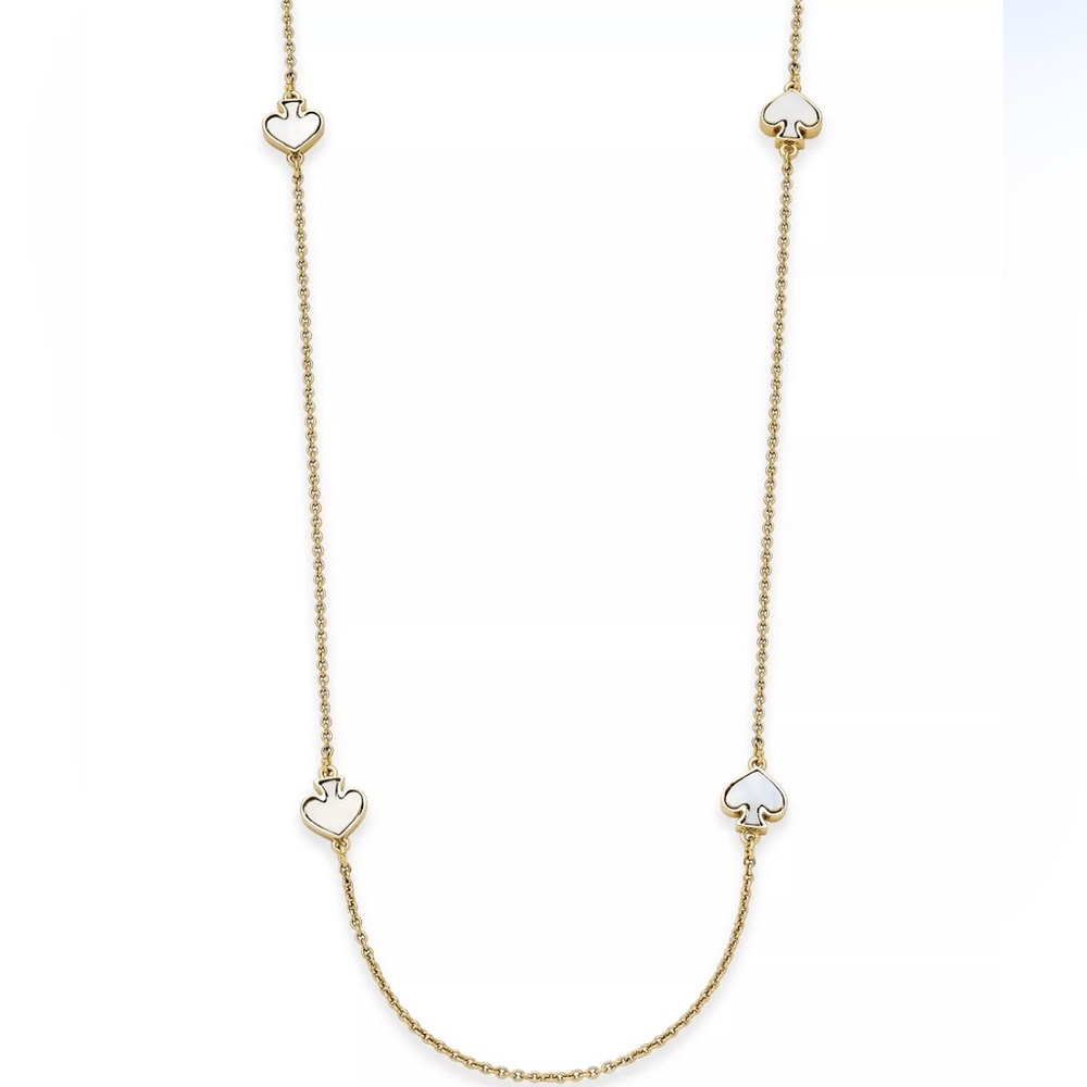 NWT and box, dustbag Kate Spade signature spade necklace mother of pearl